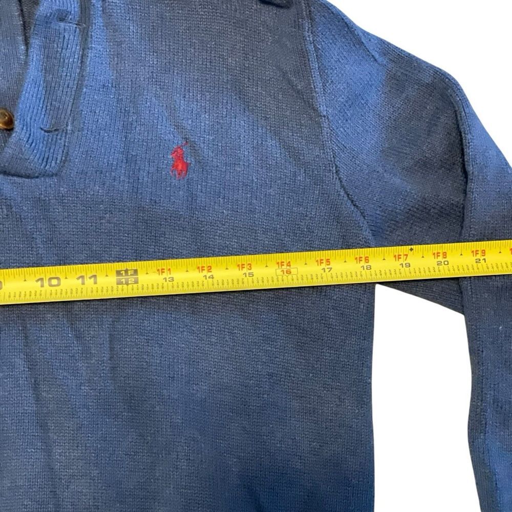 POLO RALPH LAUREN Sweater Estate Mock Henley Pullover Cotton Blue Men's Small - Picture 4 of 4